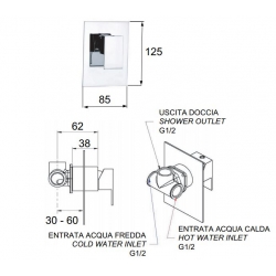 Bateria natryskowa podtynkowa Daniel Rubinetterie SKYLINE SK602CR
