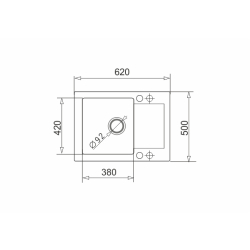 Zlew. MIDO (62x50) 1B 1D szary beton + Bateria FLESSI