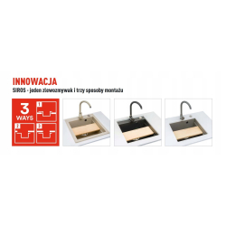 Zlew. SIROS (67x51,5) 1B Black Edition + Bateria IDEA Black Edition