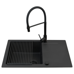 Zlew. KEROS (76x48) 1B 1D Black Edition + Bateria SERINA