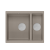QUADRON | LOGAN 150 | granitowy zlewozmywak kuchenny SOFT TAUPE + STAL | wymiary: 55,5 x 46 x 22 cm | 1,5-komorowy podwieszany | podbudowa szafki od: