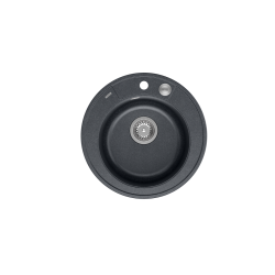 MORGAN 210 GraniteQ zlewozmywak black diamond z syfonem Push To Open stal szlachetna okrągły 1-komorowy b/o + zaczepy 3 szt