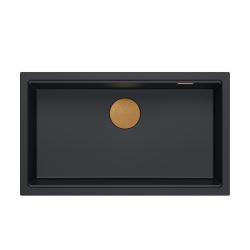 LOGAN 110 GraniteQ zlewozmywak pure carbon 76x44x23,5 cm 1-komorowy podwieszany z syfonem manualnym miedziany