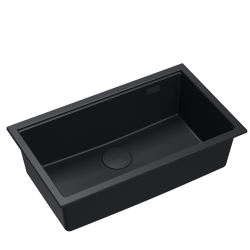 LOGAN 110 GraniteQ zlewozmywak pure carbon 76x44x23,5 cm 1-komorowy wpuszczany z syfonem manualnym pure carbon