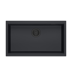 LOGAN 110 GraniteQ zlewozmywak pure carbon 76x44x23,5 cm 1-komorowy wpuszczany z syfonem manualnym pure carbon