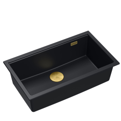 LOGAN 110 GraniteQ zlewozmywak pure carbon 76x44x23,5 cm 1-komorowy podwieszany z syfonem manualnym złoty