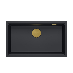 LOGAN 110 GraniteQ zlewozmywak pure carbon 76x44x23,5 cm 1-komorowy podwieszany z syfonem manualnym złoty