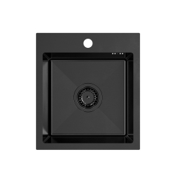 QUADRON LUKE 90 zlewozmywak stalowy black metal (40x45x20) z syfonem 1-komorowy b/o + bateria z elastyczną black metal