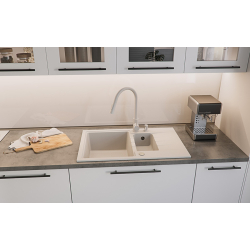 QUADRON PETER 156 GraniteQ zlewozmywak granitowy black dotted (czarny) 1,5-komorowy z/o (78x50x20) z syfonem i zaślepką