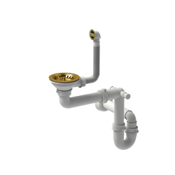 Odpływ zatyczkowy 3 1/2" z syfonem 1-komorowy PVD złoty (GRANIT-pionowy), save space,bez logo, kolekcja Art Impressions