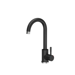 GO- SMART CZARNY zlewozmywak granitowy 1-k z/o (62x44x17,5) + bateria w kolorze + syfon manualny z zaślepką