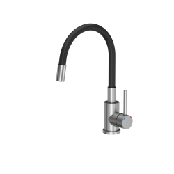 READY- MAX CZARNY zlewozmywak granitowy 1-k z/o (77x44x17,5) + bateria z elastyczną wylewką + dozownik stalowy + syfon