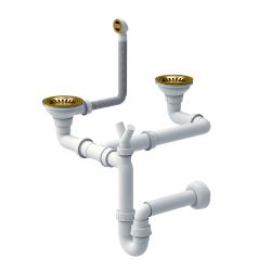 Odpływ zatyczkowy 3 1/2" z syfonem 2-komorowy PVD złoty (GRANIT-pionowy), save space