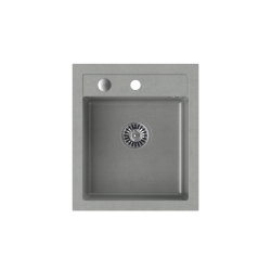 JOHNNY 100 GraniteQ zlewozmywak granitowy silver stone 1-komorowy z/o (43x50x20), z syfonem i zaślepką stal szlachetna