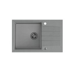 PETER 111 GraniteQ zlewozmywak granitowy silver stone 1-komorowy z/o (78x50x20) z syfonem i zaślepką