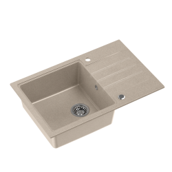 PETER 111 GraniteQ zlewozmywak granitowy river sand (beżowy) 1-komorowy z/o (78x50x20) z syfonem i zaślepką