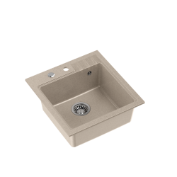 QUADRON PETER 110 GraniteQ zlewozmywak granitowy river sand (beżowy) 1-komorowy z/o (50x52x20) z syfonem i zaślepką