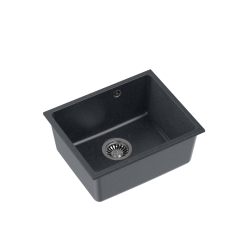 QUADRON ALEC 40 GraniteQ zlewozmywak black dotted (czarny) 46x37,5x20,5 cm 1-komorowy b/o komora podwieszana okrągły odpływ + syfon manualny stal szcz