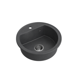 JOHNNY 210 GraniteQ zlewozmywak granitowy black dotted (czarny) 1 komorowy b/o (fi.51x18) z odpływem