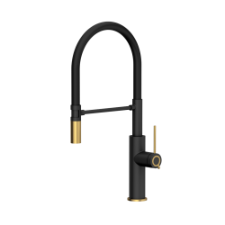 QUADRON bateria kuchenna GEMMA Q LINE SteelQ pure carbon / Nano PVD złoty, czarny wąż