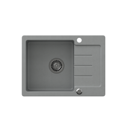 JOHNNY 116 GraniteQ zlewozmywak granitowy silver strone 1-komorowy z/o (60x44x18,5), z syfonem i zaślepką stal szlachetna