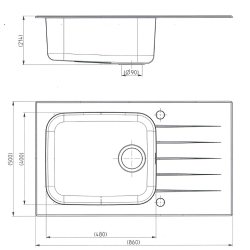 GLASSIX 40 PUSH UP 860x500mm satyna - czarny