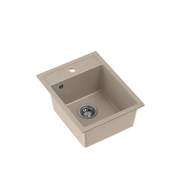 JOHNNY 90 GraniteQ zlewozmywak granitowy river sand (beżowy) 1-komorowy z/o (39x50x20), z syfonem stal szlachetna