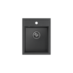 JOHNNY 90 GraniteQ zlewozmywak granitowy black dotted (czarny) 1-komorowy z/o (39x50x20), z syfonem stal szlachetna