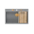 MARC 110 WORKSTATION GraniteQ zlewozmywak 1-komorowy 760*500*220 mm silver stone + syfon push to open + dozownik + deska + wkładka / elementy miedzian