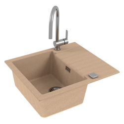 CADIT 10 kol. 55 BEŻOWY (590x500) zlew Granital 1 kom. z syfonem POP-UP 3 1/2