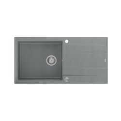 EVAN 146 XL GraniteQ zlewozmywak z syfonem Push 2 Open 1-komorowy z/o (1000x500x210; kom. 420x480) silver stone / elementy stalowe