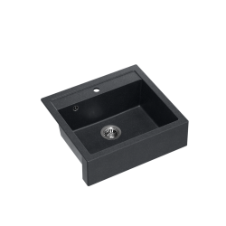 QUADRON BILL 110 GRANITEQ zlewozmywak wpuszczany 1-komorowy 595x540x205 mm, black diamond / odpływ stalowy