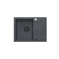 QUADRON CHRISTIAN 116 zlewozmywak granitowy 1-komorowy black dotted (czarny) (60x45x18,5) z zaślepką i odpływem pure carbon (czarny)