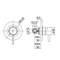 Bateria podtynkowa 1-drożna LIGHT złota Paffoni Rubinetterie LIG011HG