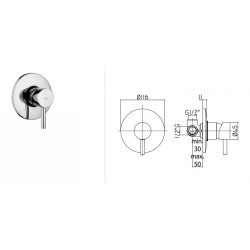 Bateria podtynkowa 1-drożna STICK chrom Paffoni Rubinetterie SK010CR