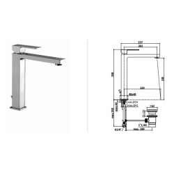 Bateria umywalkowa wysoka (bez korka) EFFE chrom Paffoni Rubinetterie EF081CR