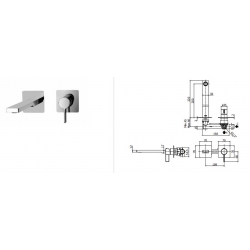 Bateria umywalkowa podtynkowa 250mm ROCK chrom Paffoni Rubinetterie RO106CR70