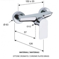 Bateria natryskowa ścienna (korpus) INFINITY chrom Daniel Rubinetterie IR611CR