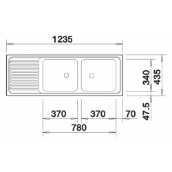 Zlewozmywak BLANCO TOP EZS 12x4-2 Stal matowa odwracalny, bez przelewu (1 1/2) 500374