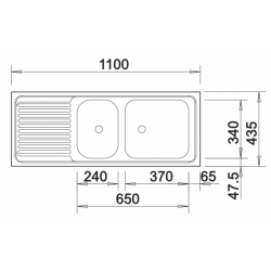 Zlewozmywak BLANCO TOP EZS 11x4 Stal matowa odwracalny, bez przelewu (1 1/2) 500847