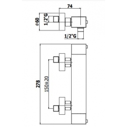 Bateria natryskowa ścienna termostatyczna (korpus) LEVEL chrom Paffoni Rubinetterie LEQ268CR