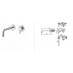 Bateria umywalkowa podtynkowa 245mm LIGHT białe złoto Paffoni Rubinetterie LIG103WG70