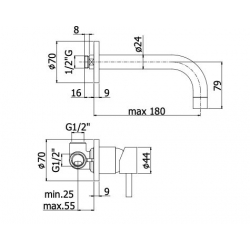 Bateria umywalkowa podtynkowa 120mm STICK chrom Paffoni Rubinetterie SK004CR70