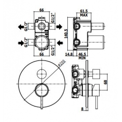 Bateria podtynkowa 2-drożna LIGHT z przełącznikiem mechanicznym chrom Paffoni Rubinetterie LIG018CR