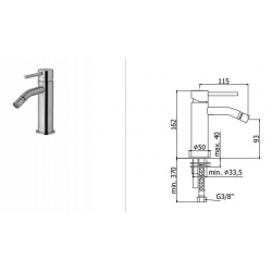 Bateria bidetowa stojąca (bez korka) LIGHT chrom Paffoni Rubinetterie LIG131CR