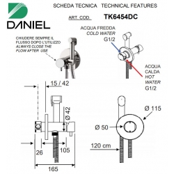 Bateria bidetowa podtynkowa TOKYO Chrom Daniel Rubinetterie TX6454DCCR