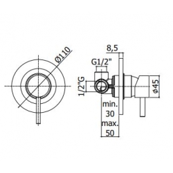 Bateria podtynkowa 1-drożna LIGHT czarny mat Paffoni Rubinetterie LIG011NO