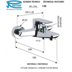 Bateria wannowa ścienna (korpus) INFINITY chrom Daniel Rubinetterie IR600HCR