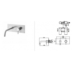 Bateria umywalkowa podtynkowa 175mm LIGHT chrom Paffoni Rubinetterie LIG101CR