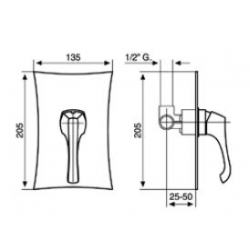 Bateria podtynkowa 1-drożna ARES chrom Emmevi Rubinetterie 76009CR